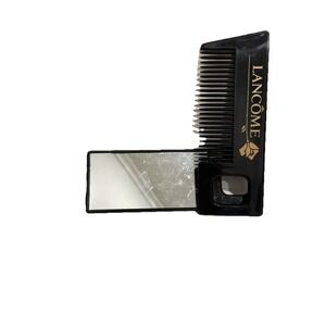Vintage 90s Lancôme Makeup Mirror & Hair Comb Black Gold